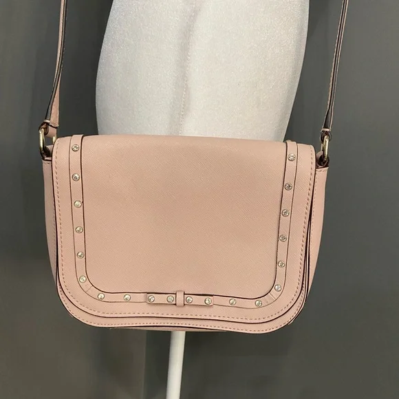 KATE SPADE Crystal Studded Bows Light Pink Leather Small Crossbody Bag Feminine - Picture 3 of 17